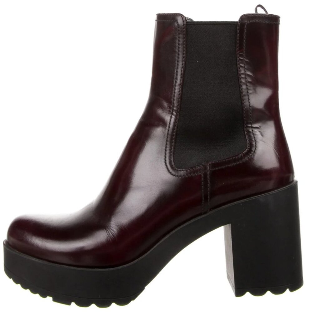 Prada Patent Leather Chelsea Boots Women's Size: 9 | IT 39
